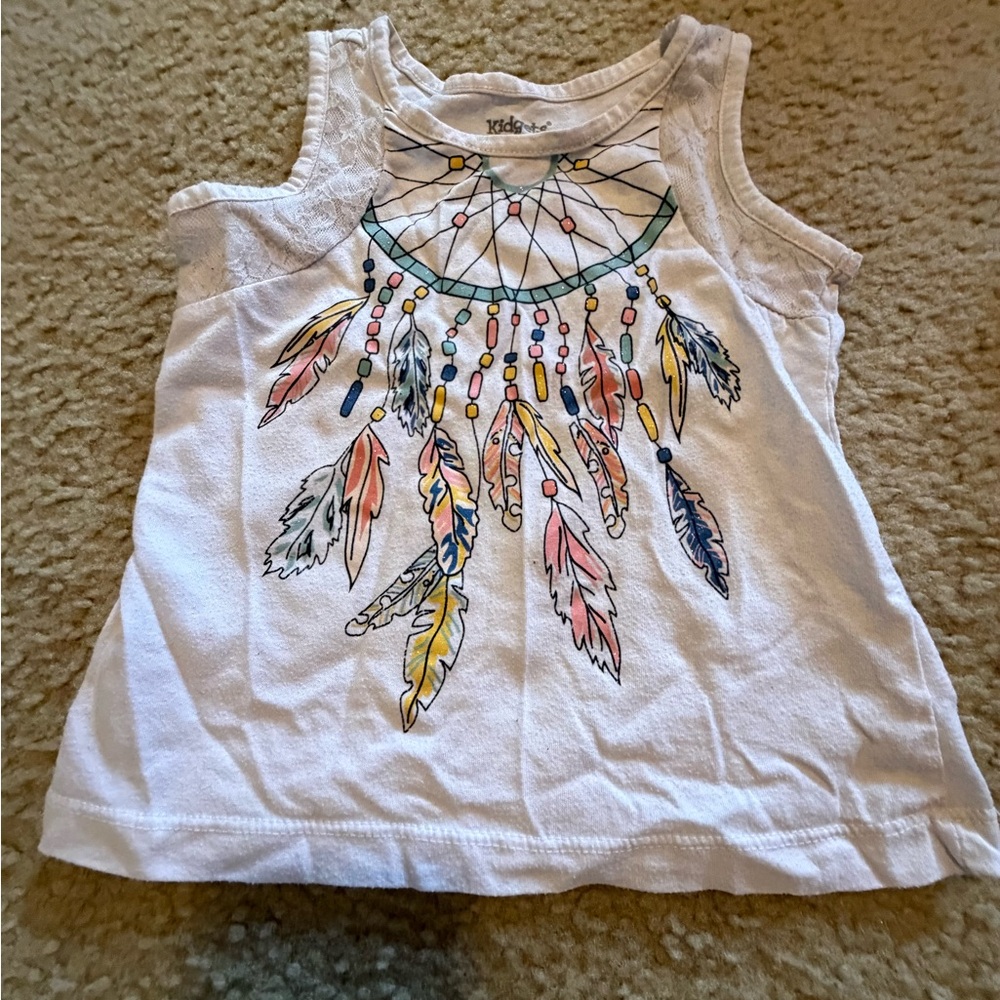 Kidgets White Tank Top with Colorful Dreamcatcher
